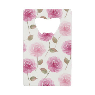 Abrebotellas De Tarjeta De Crédito Abrebotellas de acero inoxidable con rosas rosadas