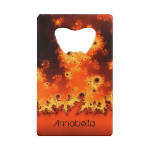 Abrebotellas De Tarjeta De Crédito Abrebotellas del fractal de la llamarada solar
