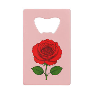 Abrebotellas De Tarjeta De Crédito Abrebotellas rectángulo Rosa Roja