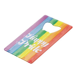 Abrebotellas De Tarjeta De Crédito Acuarelas Feliz Orgullo Arcoíris
