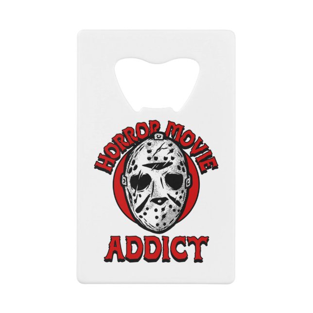 Abrebotellas De Tarjeta De Crédito Adicto a película de terror (Anverso)