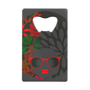 Abrebotellas De Tarjeta De Crédito Afro Diva Rojo Verde Pizarra Negro
