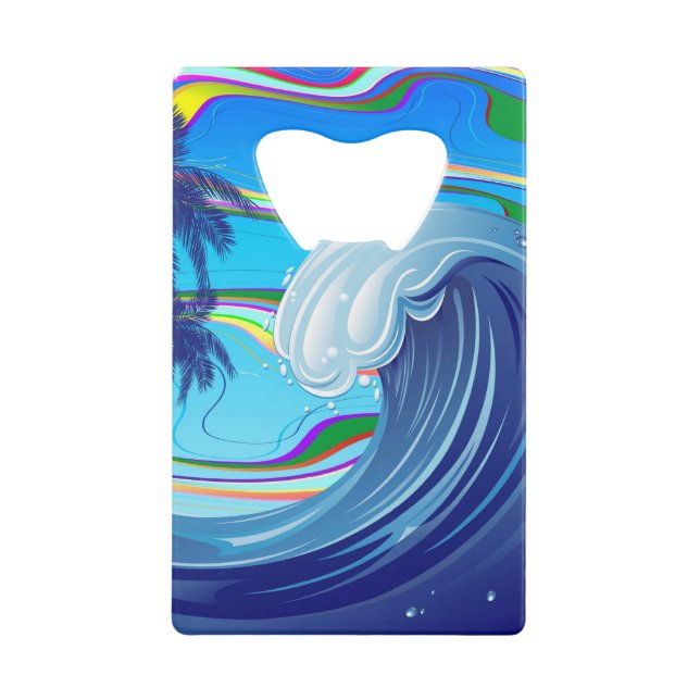 Abrebotellas De Tarjeta De Crédito Agua de la ola grande del océano marino (Anverso)