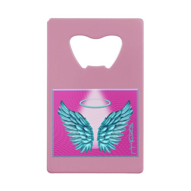 Abrebotellas De Tarjeta De Crédito "Alas angélicas e Halo soñadas" (Anverso)