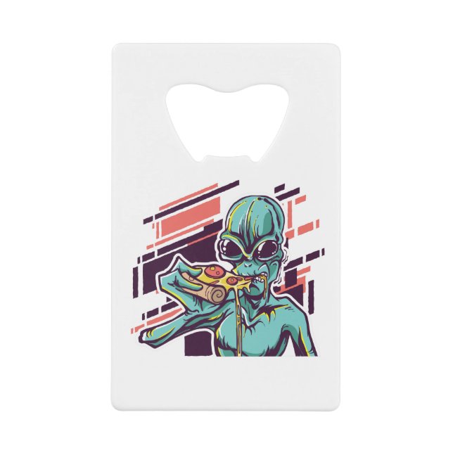 Abrebotellas De Tarjeta De Crédito Alien Pizza (Anverso)