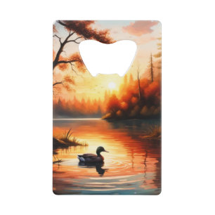 Abrebotellas De Tarjeta De Crédito Amanecer en el lago