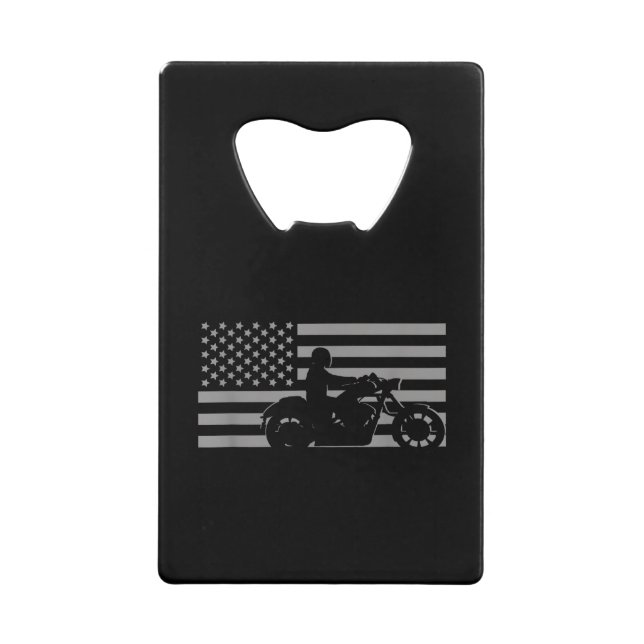 Abrebotellas De Tarjeta De Crédito American Flag Biker Motorcycle Short Sleeve (Anverso)