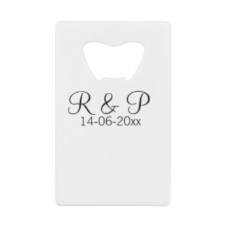 Abrebotellas De Tarjeta De Crédito Añadir nombre de pareja monograma añadir fecha año