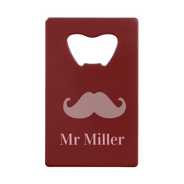 Abrebotellas De Tarjeta De Crédito Añadir nombre personalizado bigote marrón (Anverso)