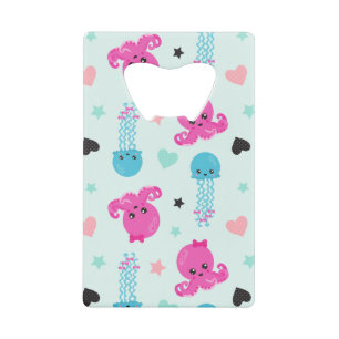 Abrebotellas De Tarjeta De Crédito Animales marinos, vida marina, pulpo, medusas, cor
