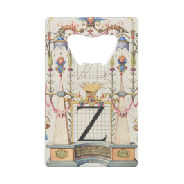 ABREBOTELLAS DE TARJETA DE CRÉDITO ANTIGÜEDAD DE CALIGRAFÍA ALPHABET Z