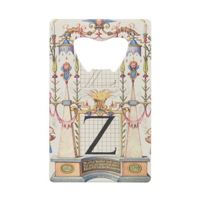 ABREBOTELLAS DE TARJETA DE CRÉDITO ANTIGÜEDAD DE CALIGRAFÍA ALPHABET Z (Anverso)