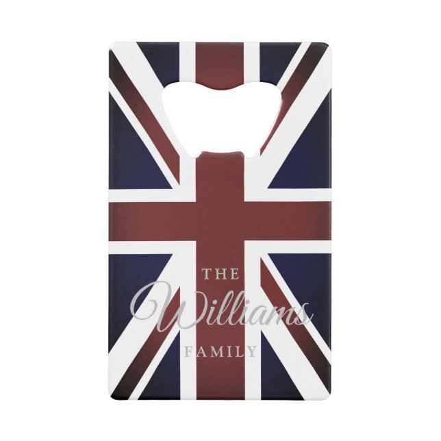 Abrebotellas De Tarjeta De Crédito Apellido de encargo de la bandera británica de (Anverso)