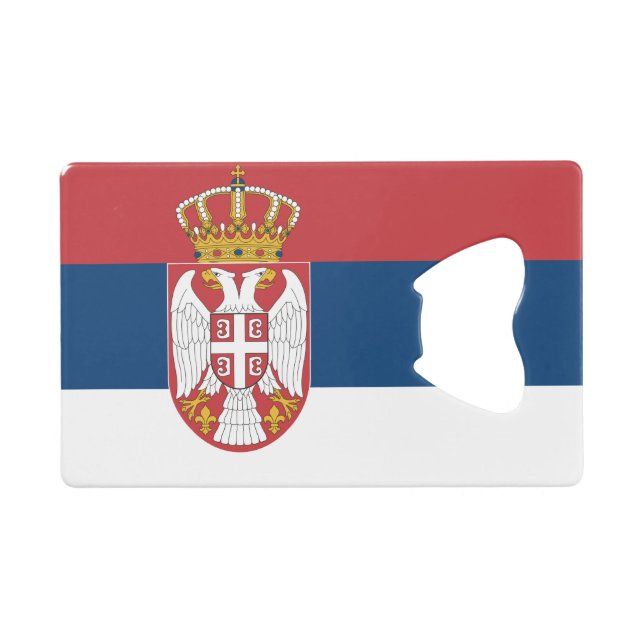 Abrebotellas De Tarjeta De Crédito Apertura de botella de acero con bandera de Serbia (Anverso (Horizontal))