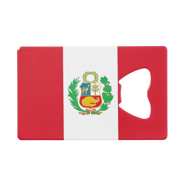 Abrebotellas De Tarjeta De Crédito Apertura de botella de acero con bandera del Perú (Anverso (Horizontal))