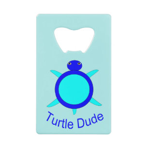 Abrebotellas De Tarjeta De Crédito Apertura de botella de Bright Blue Turtle Dude