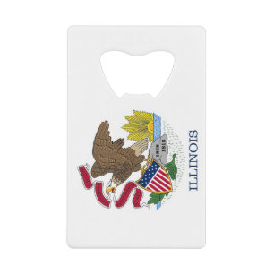 Abrebotellas De Tarjeta De Crédito Apertura de botellas de acero con bandera de Illin