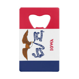 Abrebotellas De Tarjeta De Crédito Apertura de botellas de acero con bandera de Iowa,