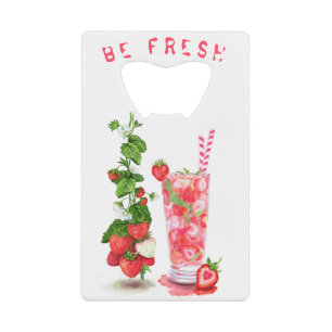 Abrebotellas De Tarjeta De Crédito Apertura de frascos de fresa fresca - Texto Person