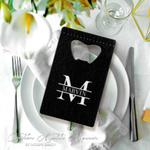 Abrebotellas De Tarjeta De Crédito Apertura de frascos de impresión de cuero negro pe