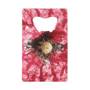Abrebotellas De Tarjeta De Crédito Apertura de frascos de macro con flor de amapola r