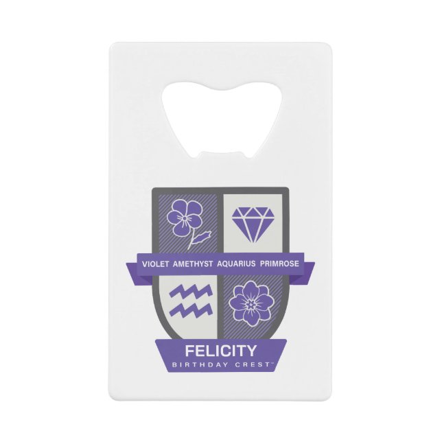 Abrebotellas De Tarjeta De Crédito Aquarius Birthday Crest™ for February 1-18 Jewelry (Anverso)