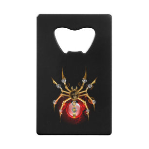 Abrebotellas De Tarjeta De Crédito Araña de vapor sobre negro