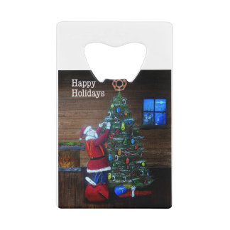 Abrebotellas De Tarjeta De Crédito Árbol arborista de vacaciones feliz árbol de riego