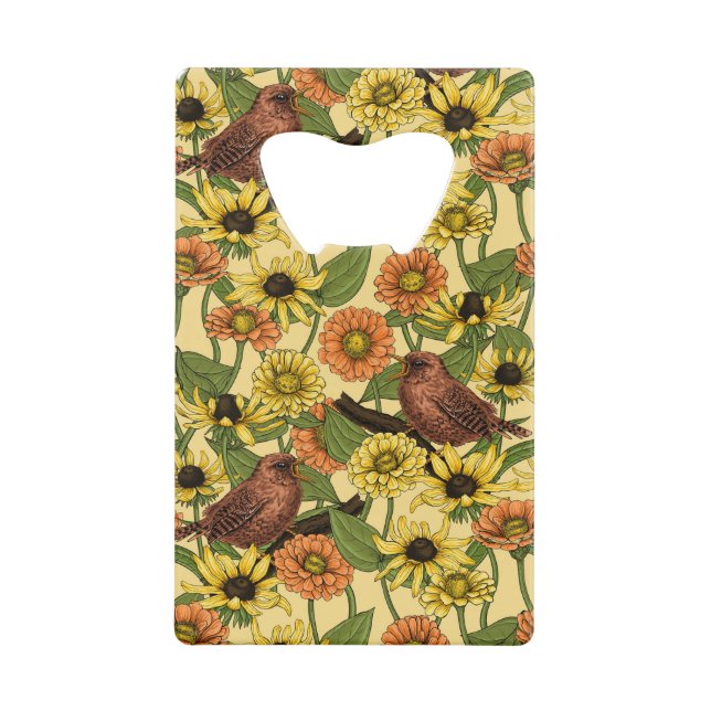 Abrebotellas De Tarjeta De Crédito Arenas y flores de amarillo pálido (Anverso)