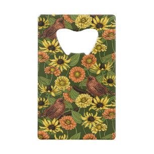 Abrebotellas De Tarjeta De Crédito Arenas y flores en verde