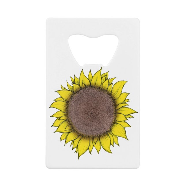 Abrebotellas De Tarjeta De Crédito Arte de girasol (Anverso)