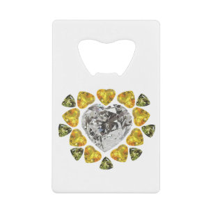 Abrebotellas De Tarjeta De Crédito Arte de Heart Diamond Gemstone