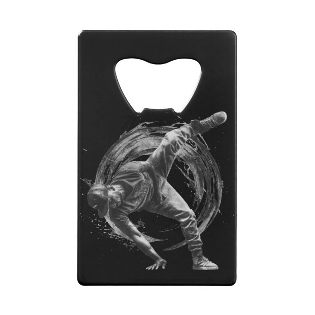 Abrebotellas De Tarjeta De Crédito Arte de movimiento monocromo de estilo urbano (Anverso)