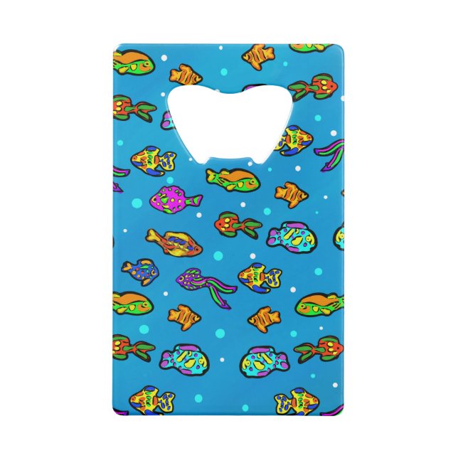 Abrebotellas De Tarjeta De Crédito Arte de Peces (Reverso)