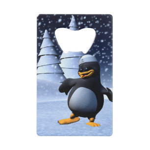 Abrebotellas De Tarjeta De Crédito Arte de pingüino marinero de invierno adorable par