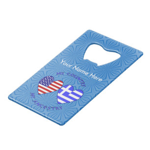 Abrebotellas De Tarjeta De Crédito Ascendencia personalizada griega de EE. UU.