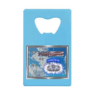 Abrebotellas De Tarjeta De Crédito Asombroso paracaidista y bandera estadounidense
