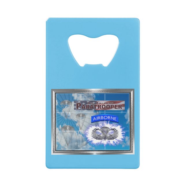 Abrebotellas De Tarjeta De Crédito Asombroso paracaidista y bandera estadounidense (Anverso)