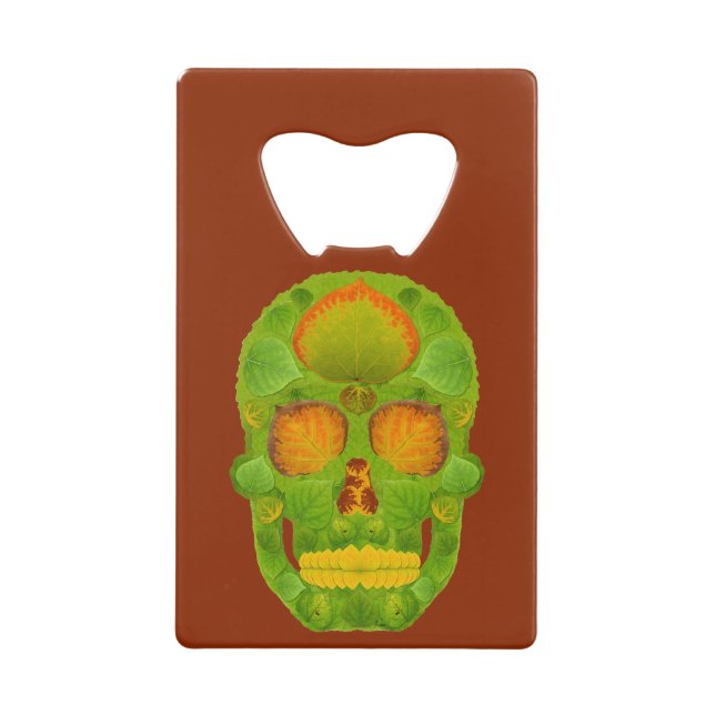Abrebotellas De Tarjeta De Crédito Aspen Leaf Skull 10 (Anverso)