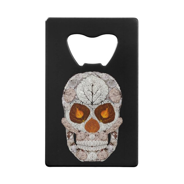 Abrebotellas De Tarjeta De Crédito Aspen Leaf Skull 11 (Anverso)