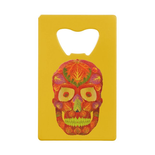 Abrebotellas De Tarjeta De Crédito Aspen Leaf Skull 16 (Anverso)