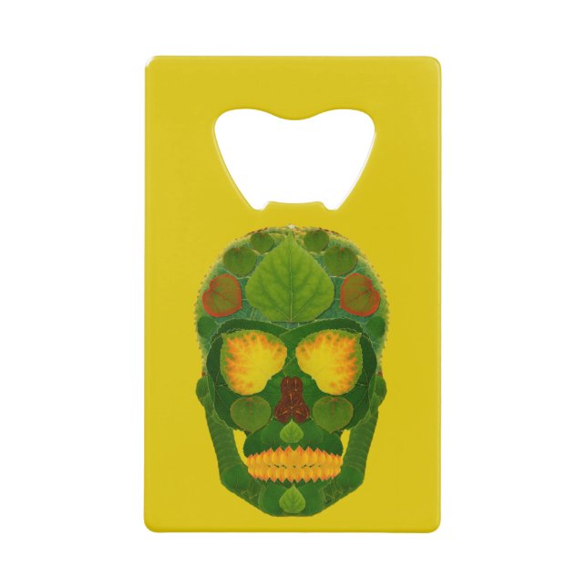 Abrebotellas De Tarjeta De Crédito Aspen Leaf Skull 9 (Anverso)