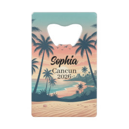 Abrebotellas De Tarjeta De Crédito Atardecer Tropical en Cancun Vintage 2026