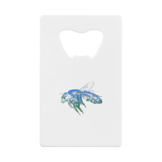 Abrebotellas De Tarjeta De Crédito Azul de abeja de insectos (Anverso)