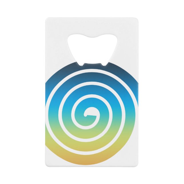 ABREBOTELLAS DE TARJETA DE CRÉDITO AZUL ESPIRAL Y VERDE (Anverso)