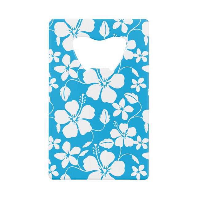 ABREBOTELLAS DE TARJETA DE CRÉDITO AZUL HULA (HIBISCO) HAWAIIAN (Anverso)