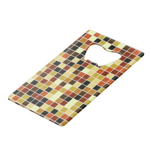 Abrebotellas De Tarjeta De Crédito Baldosas de piscina, mosaicos marrones, patrón geo