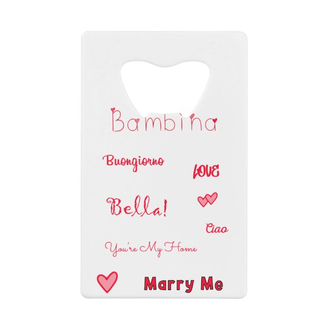 Abrebotellas De Tarjeta De Crédito Bambina Love Quotes Set Pack (Anverso)