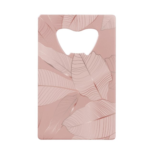 Abrebotellas De Tarjeta De Crédito Banana, hojas de palma: cobre brillante. (Anverso)