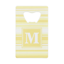 Abrebotellas De Tarjeta De Crédito Bandas amarillas de limón monogramo